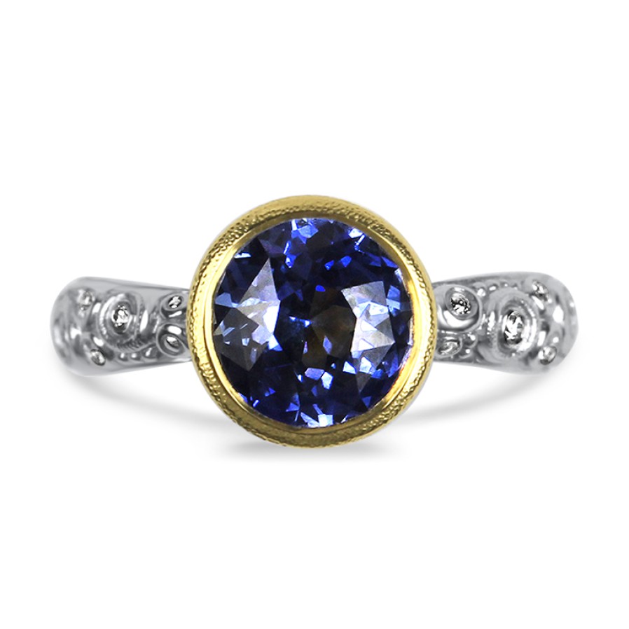 Jewelry Alex Sepkus Diamond Rings | Alex Sepkus Platinum And 18K Yellow Gold Blue Sapphire Martini Ring