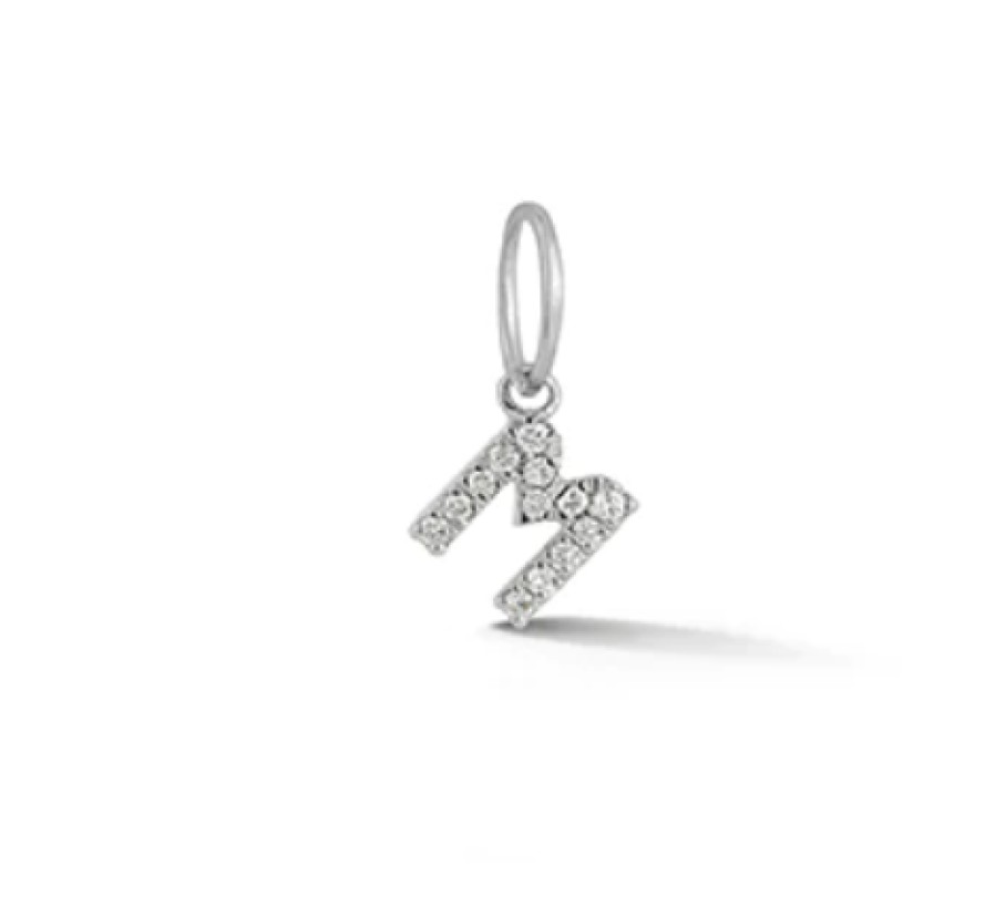 Jewelry Dana Rebecca Designs Diamond Necklaces & Pendants | Dana Rebecca Diamond "M" Charm - White Gold