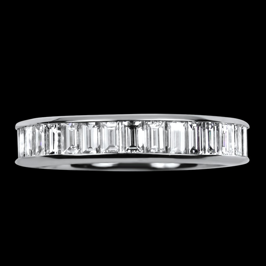 Jewelry Springer's Collection Stacking Rings | Springer'S Collection Platinum Baguette Cut Diamond Eternity Band