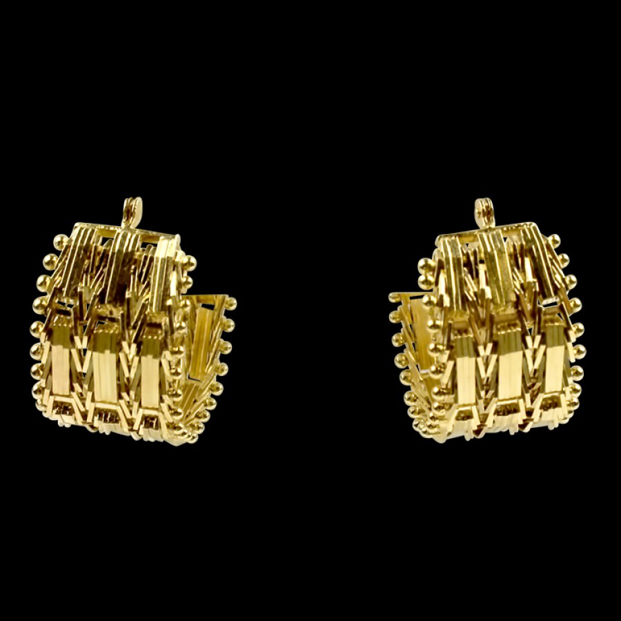 Estate PAGE Estate | Estate 14K Yellow Gold Ornate Hoop Earrings