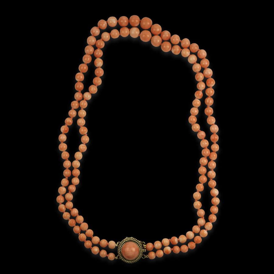 Estate PAGE Estate | Estate 14K Yellow Gold Coral Bead Necklace