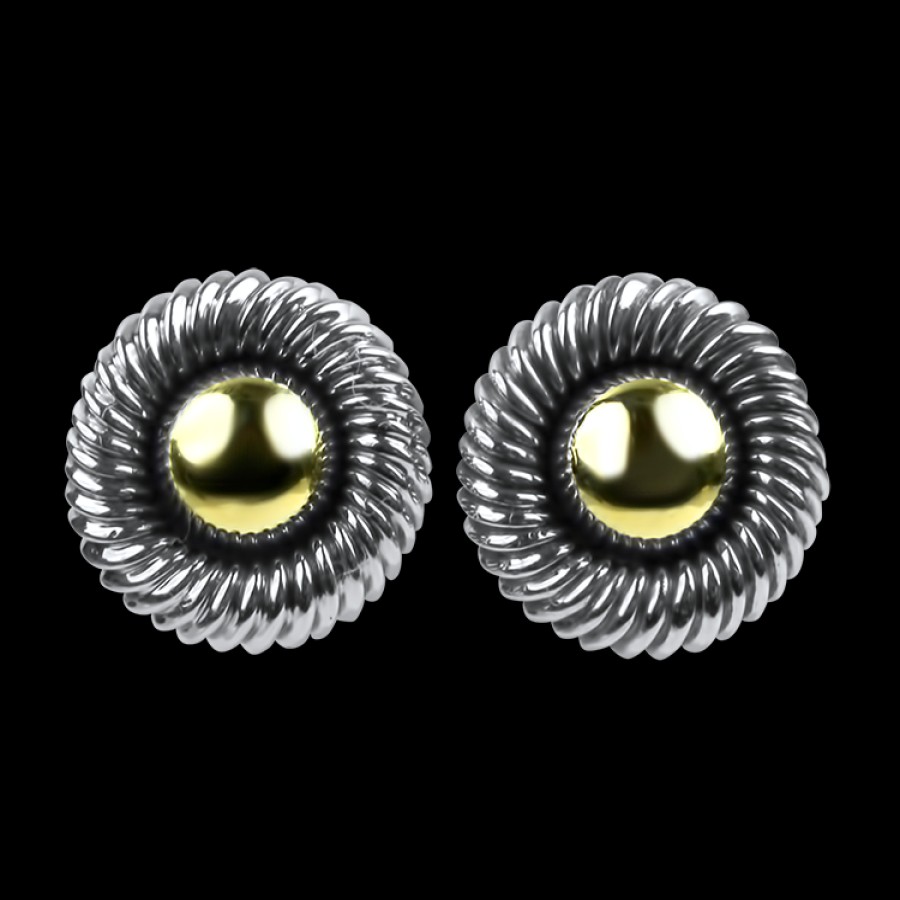 Estate Estate David Yurman | Estate David Yurman 14K Yellow Gold & Sterling Silver Cookie Stud Earr