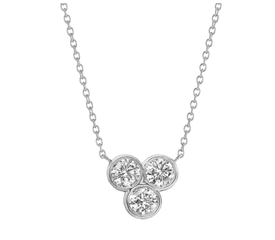 Jewelry David Weisz Diamond Necklaces & Pendants | David Weisz 18K White Gold Diamonds Trio Necklace