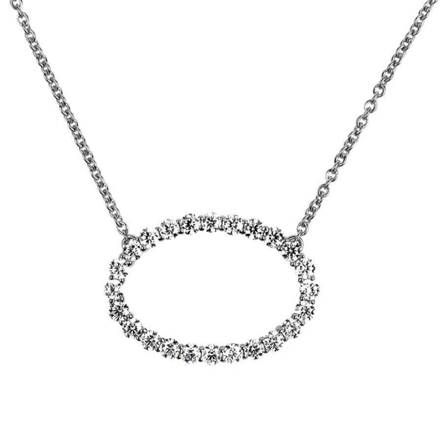 Jewelry Hearts on Fire Diamond Necklaces & Pendants | Hearts On Fire 18K White Gold "Whimsical Oval" Diamond Necklace