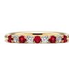 Jewelry Mark Henry Diamond Rings | Mark Henry 18K Yellow Gold "Everlong Slim Nine Stone" Ruby And Diamond