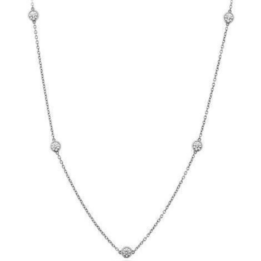 Jewelry Hearts on Fire Diamond Necklaces & Pendants | Hearts On Fire 18K White Gold Signature Bezels By The Yard - 5 Diamond