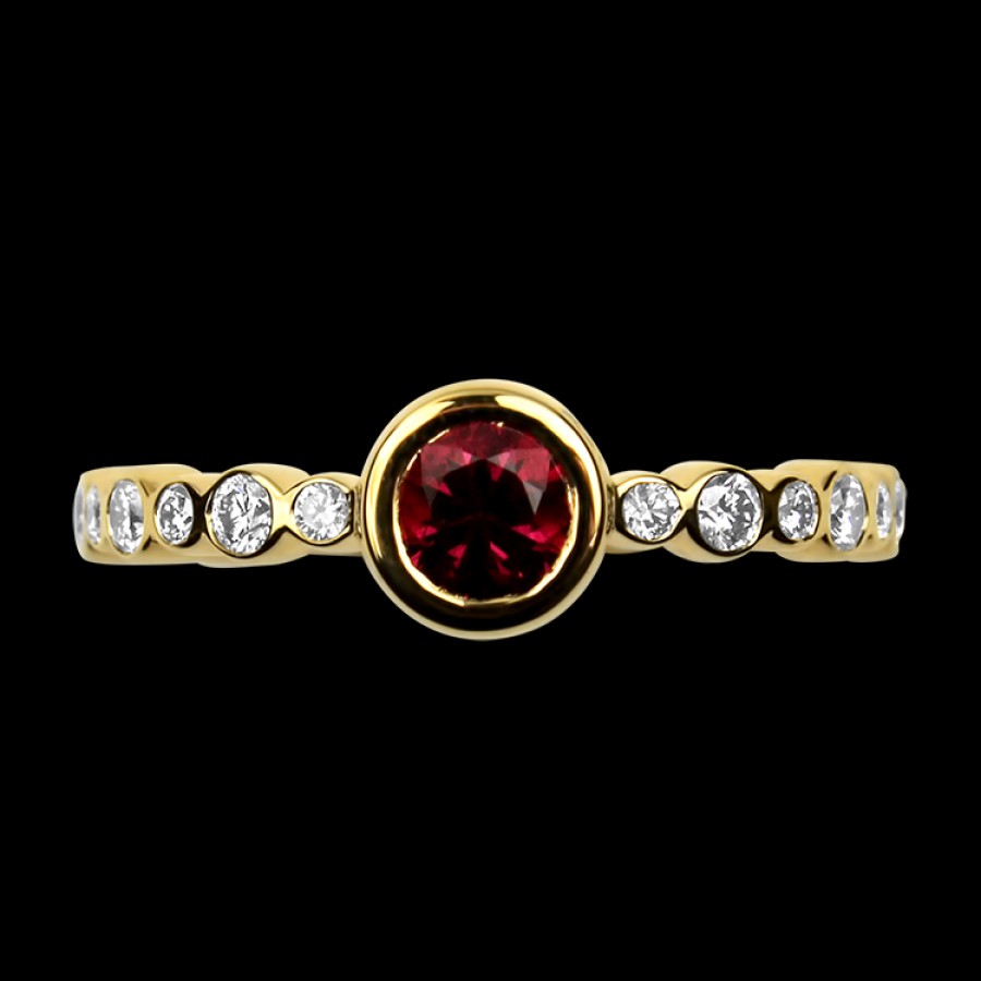 Jewelry Mark Henry Diamond Rings | Mark Henry 18K Yellow Gold "Bubbly Crescendo Ruby And Diamond" Ring