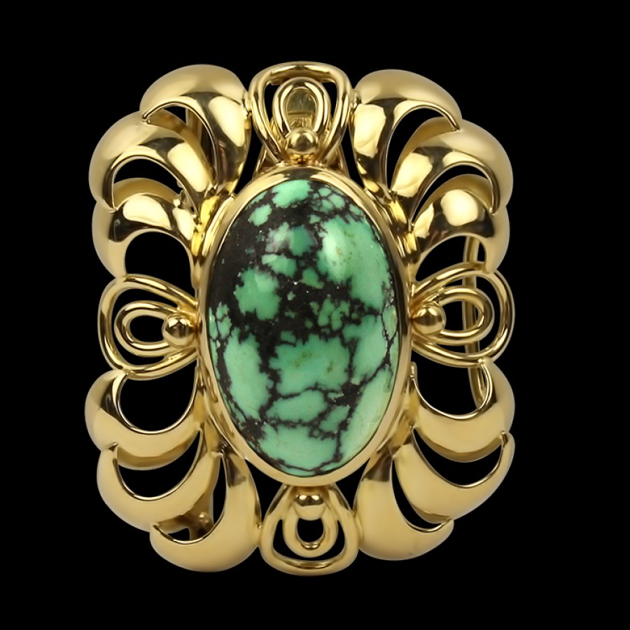 Estate PAGE Estate | Estate 18K Yellow Gold Turquoise Cabochon Pin/Pendant