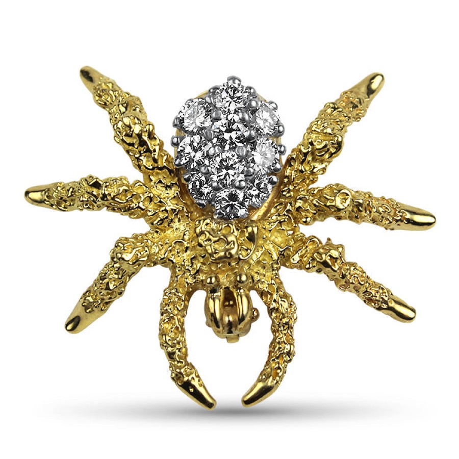 Estate PAGE Estate | Estate 18K Yellow Gold Diamond Spider Pin