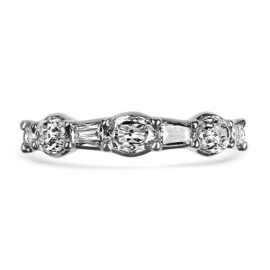 Jewelry Christopher Designs Diamond Rings | Christopher Designs 14K White Gold L'Amour Crisscut Oval And Tapered B