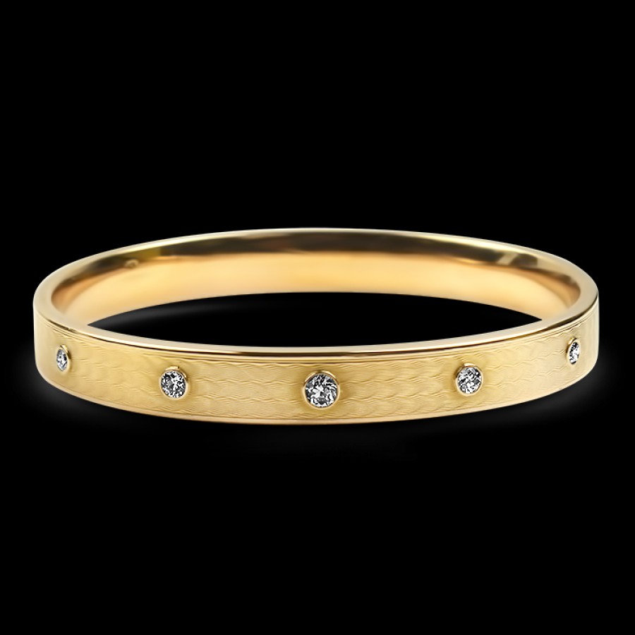 Estate PAGE Estate | Estate 14K Yellow Gold Art Nouveau Riker Brothers Engraved Diamond Ban