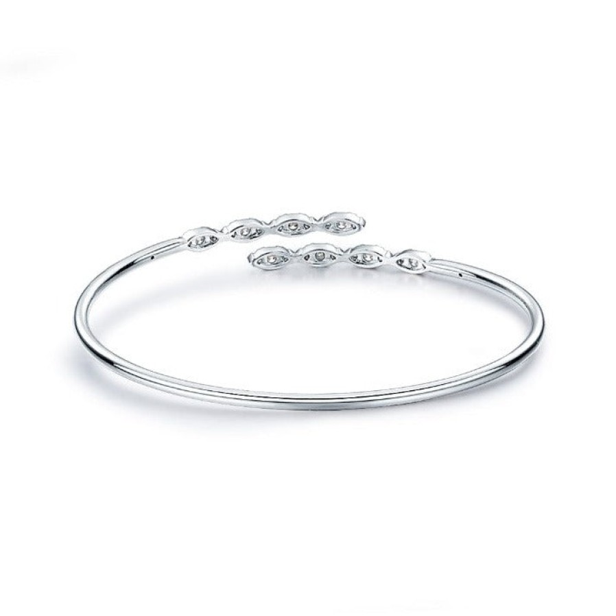 Jewelry Hearts on Fire Diamond Bracelets | Hearts On Fire Aerial 18K White Gold Marquis Flexi Diamond Bangle Brac