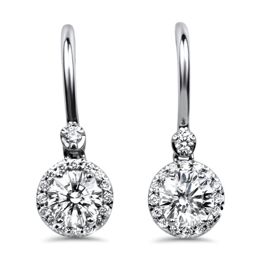 Jewelry Springer's Collection Diamond Earrings | 18K White Gold Pair Of Crisscut Diamond Earrings