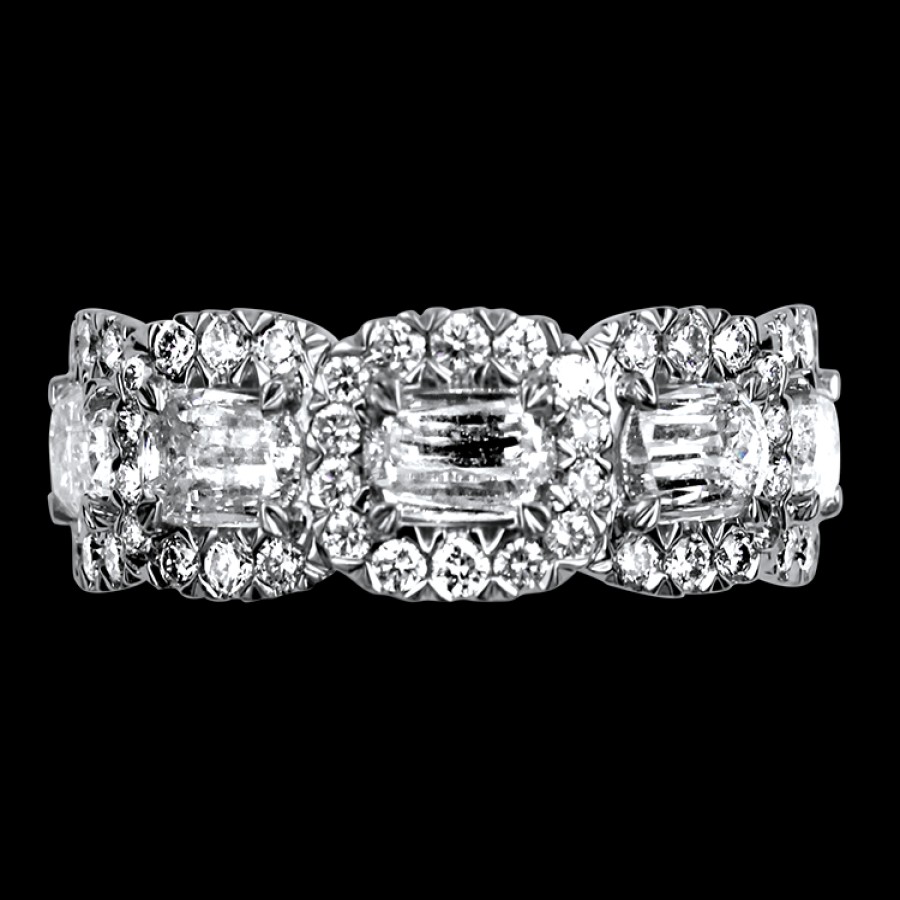 Jewelry Christopher Designs Diamond Rings | Christopher Designs 18K White Gold L'Amour Crisscut Five Diamond Halo