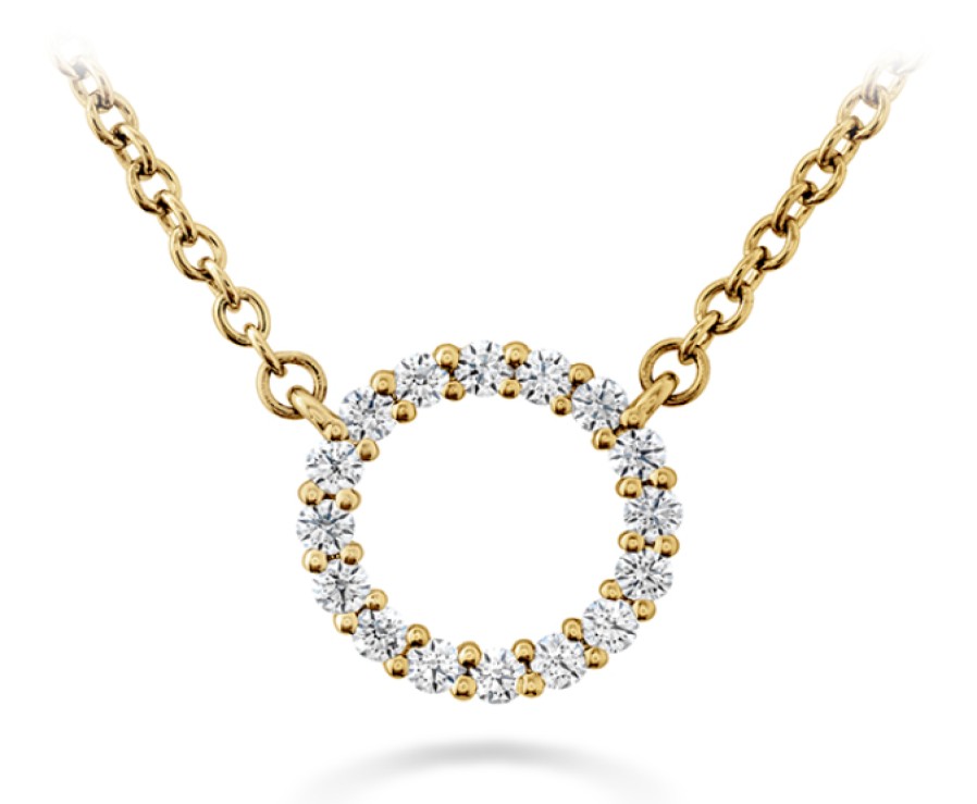 Jewelry Hearts on Fire Diamond Necklaces & Pendants | Hearts On Fire Signature Small Diamond Circle Pendant Necklace - Yello