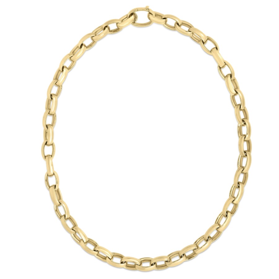 Jewelry Roberto Coin Chains | Roberto Coin Designer Gold 18K Yellow Gold Oval Link 18" Necklace