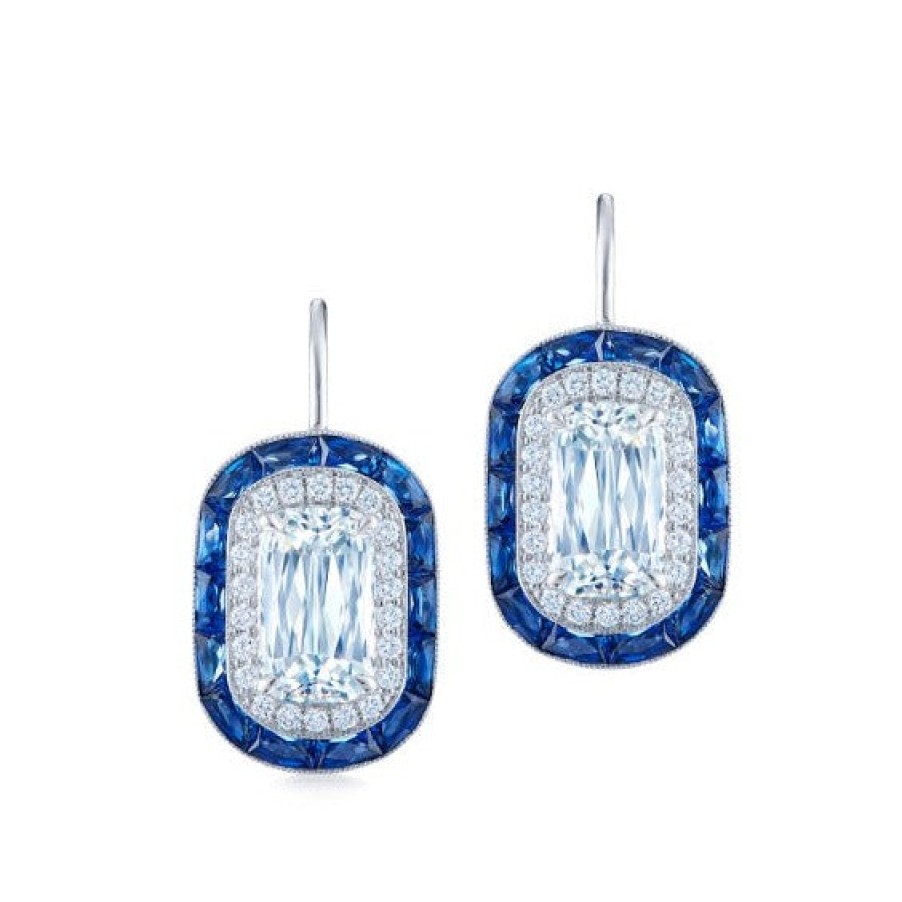 Jewelry Kwiat Diamond Earrings | Kwiat 18K White Gold Kwiat Ashoka® Diamond And Sapphire Dangle Earring