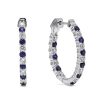 Jewelry Mark Henry Diamond Earrings | Mark Henry 18K White Gold "Ellipse" Sapphire And Diamond Hoop Earrings