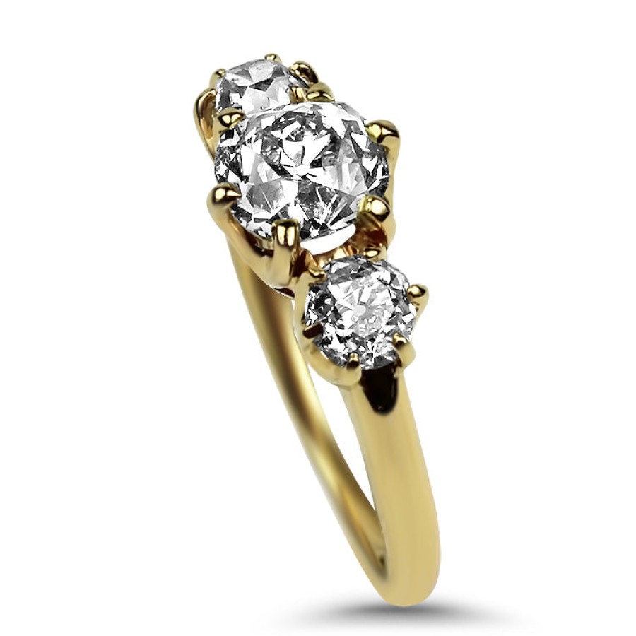 Estate PAGE Estate | Estate 18K Yellow Gold Old Mine Cut 1.12Ct Three Stone Diamond Ring