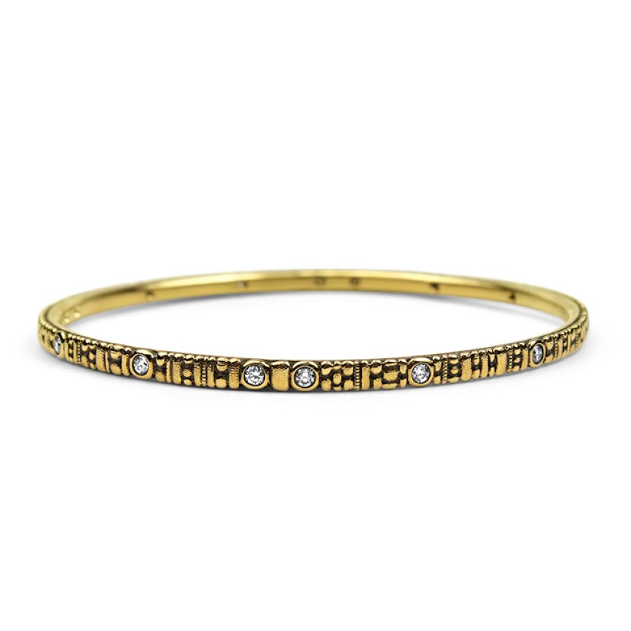 Jewelry Alex Sepkus Bangle Bracelets | Alex Sepkus Yellow Gold Seashore Diamond Bangle Bracelet