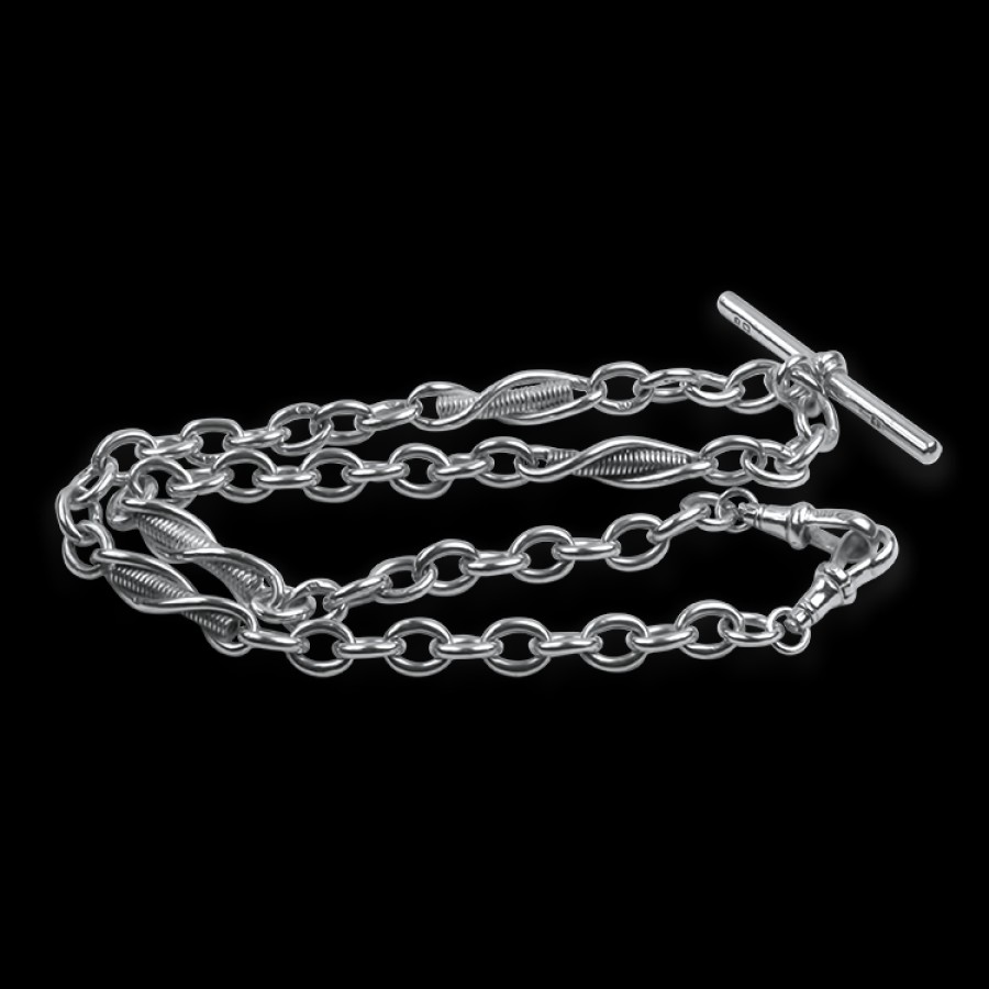 Estate PAGE Estate | Estate Sterling Silver Antique Cable Link 17" Watch Chain