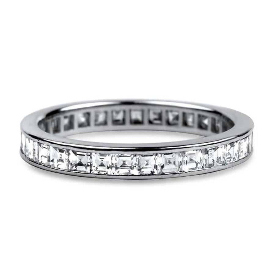 Estate PAGE Estate | Platinum Estate Emerald Cut Diamond Eternity Band - Size 7