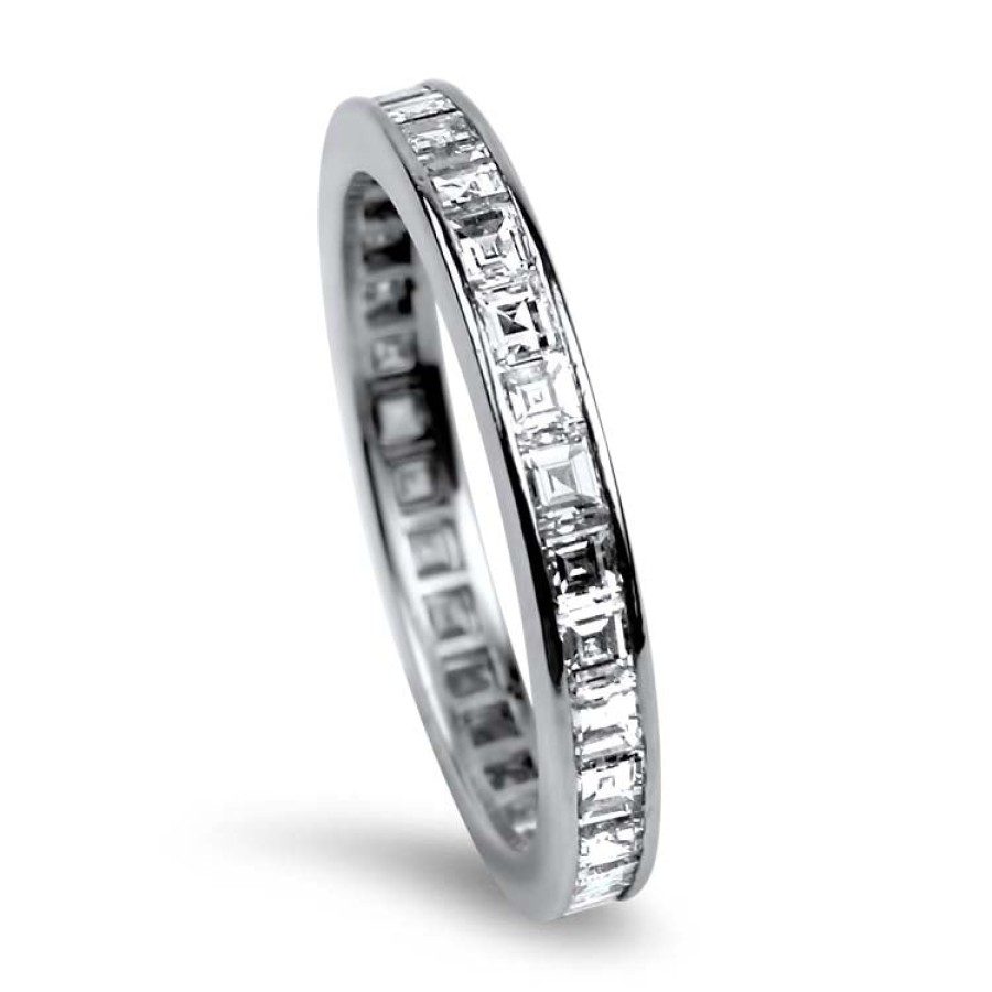 Estate PAGE Estate | Platinum Estate Emerald Cut Diamond Eternity Band - Size 7