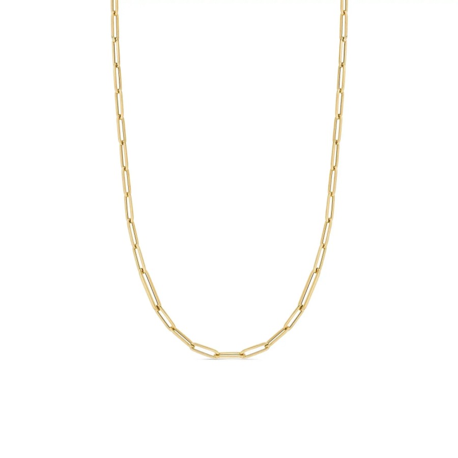 Jewelry Roberto Coin Chains | Roberto Coin Designer Gold 18K Yellow Gold 17" Alternating Link Paperc