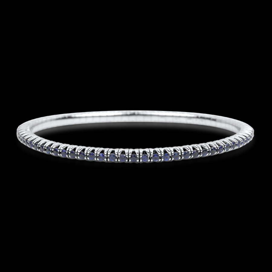 Jewelry David Weisz Tennis + Line Bracelets | David Weisz 18K White Gold Sapphire Stretch Bracelet