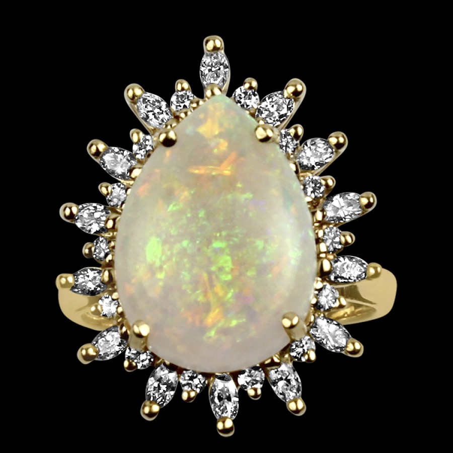 Estate PAGE Estate | Estate 14K Yellow Gold Opal & Diamond Ring