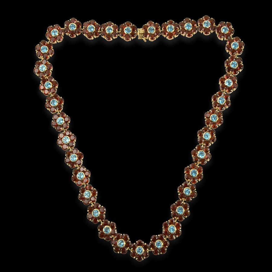 Estate PAGE Estate | Estate 14K Yellow Gold Multi-Gem Florette Necklace