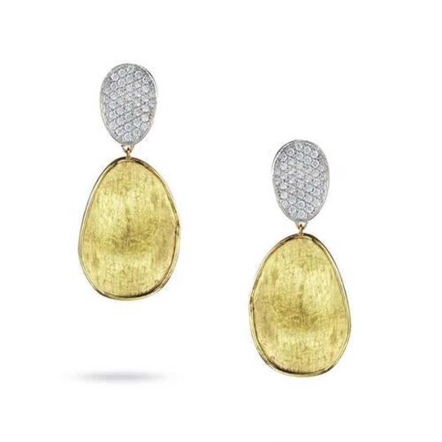 Jewelry Marco Bicego Diamond Earrings | Marco Bicego Lunaria Diamond Pave Small Double Drop Earrings