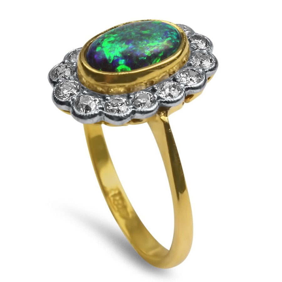 Estate PAGE Estate | Estate 18K Yellow Gold Edwardian Opal And Diamond Ring