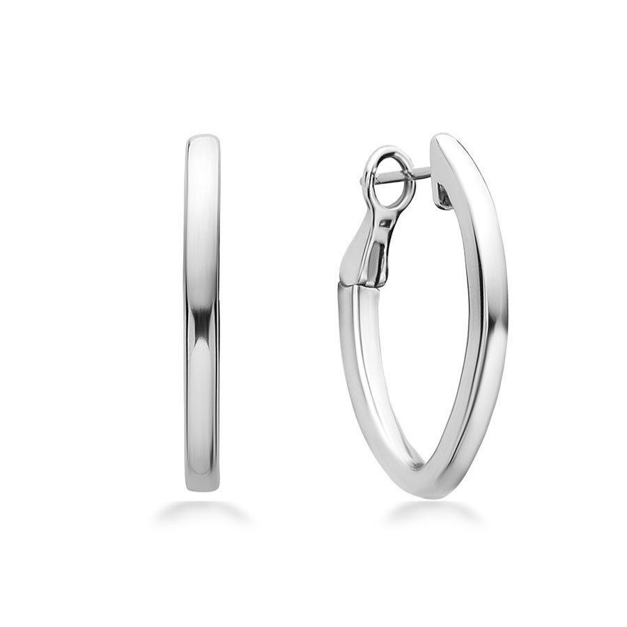 Jewelry Charles Krypell Hoop Earrings | Sterling Silver Smooth V Hoop Earrings - 27Mm