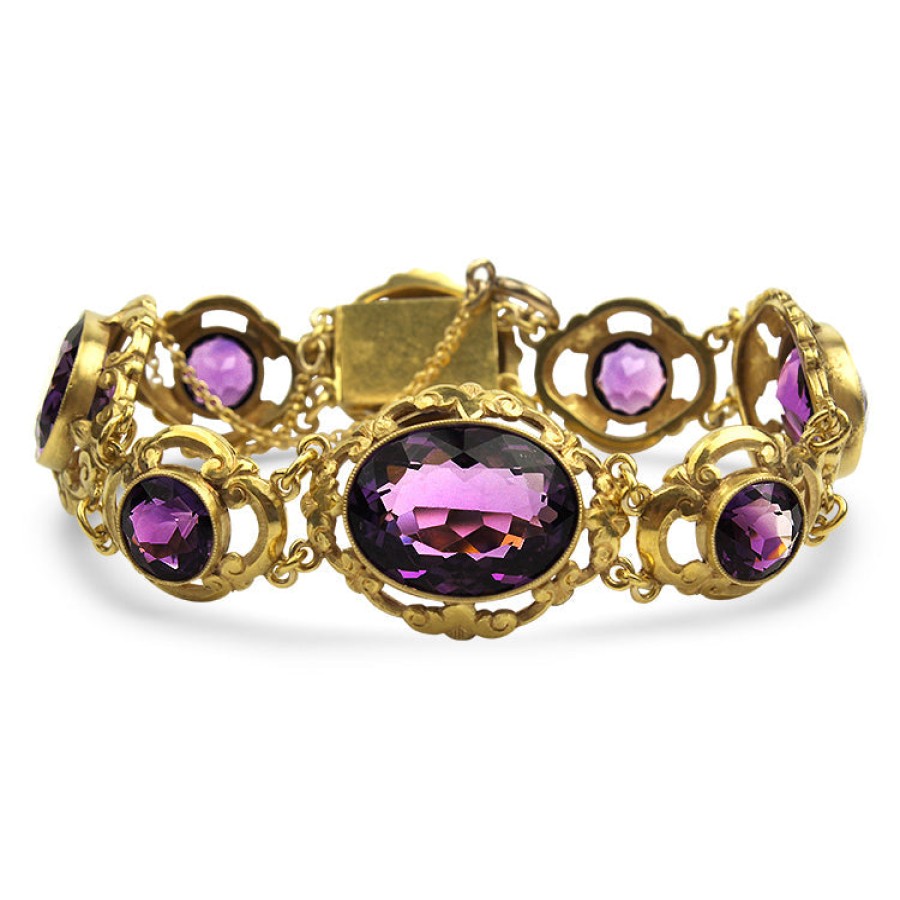 Estate PAGE Estate | Estate 14K Yellow Gold Amethyst Bracelet