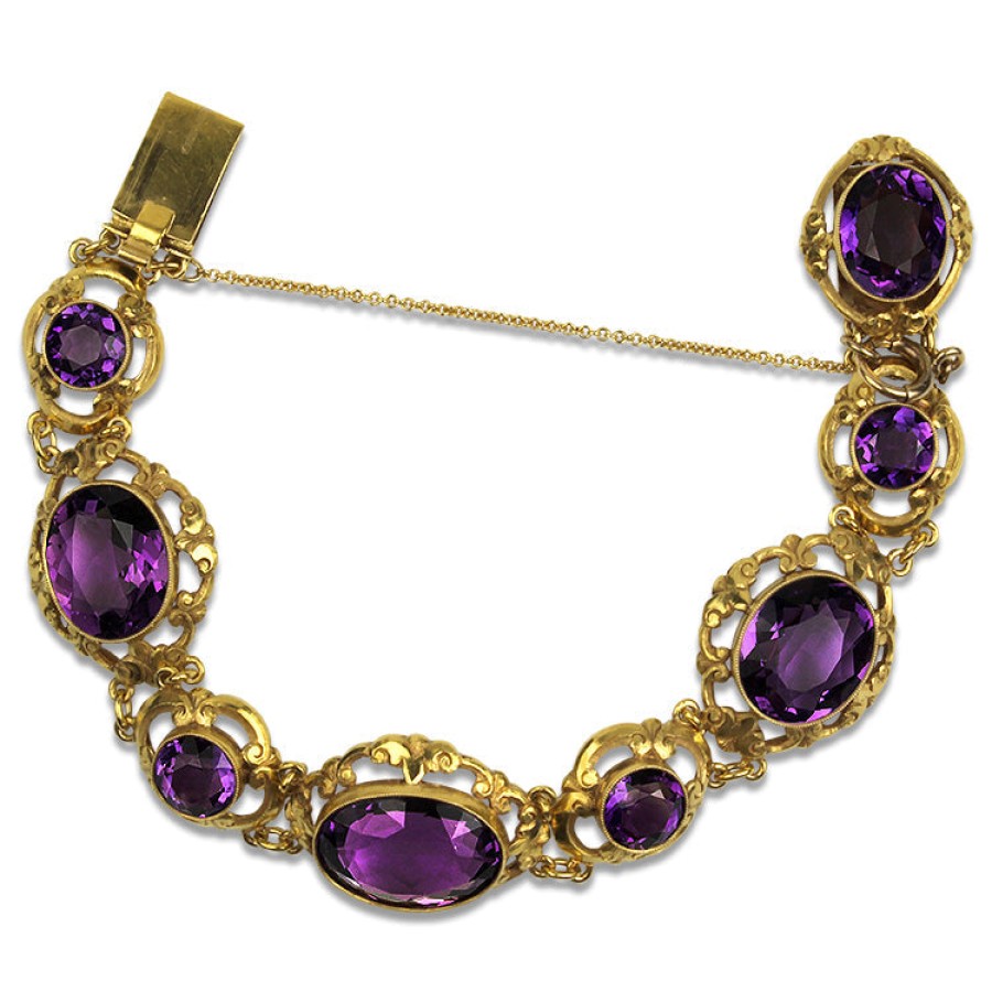 Estate PAGE Estate | Estate 14K Yellow Gold Amethyst Bracelet