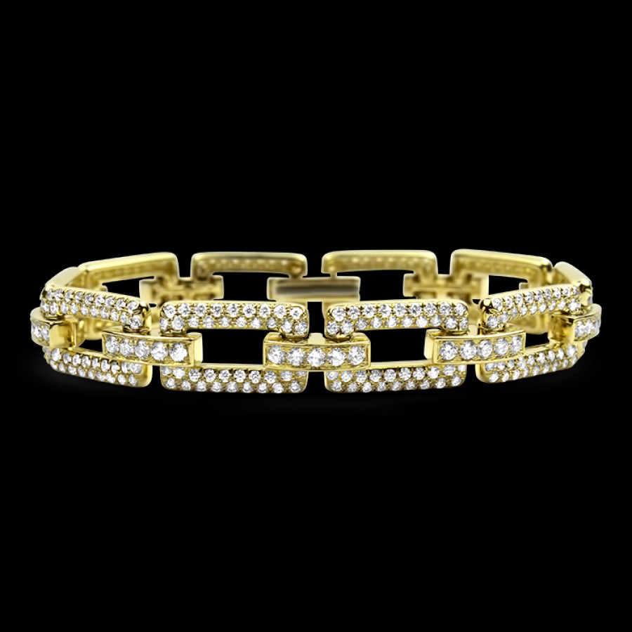 Jewelry Springer's Collection Link Bracelets | Springer'S Collection 18K Yellow Gold Diamond Bracelet