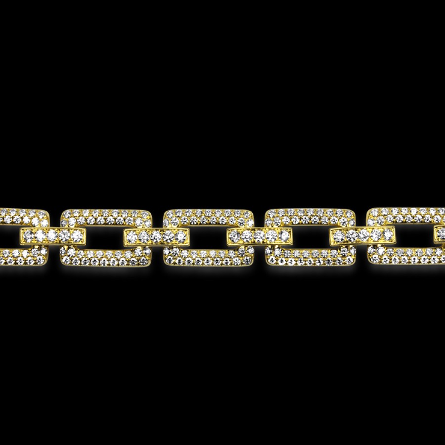 Jewelry Springer's Collection Link Bracelets | Springer'S Collection 18K Yellow Gold Diamond Bracelet