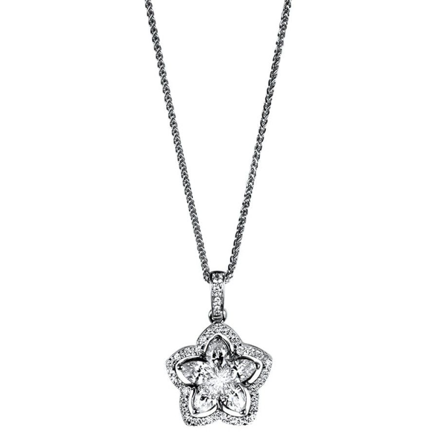 Jewelry Christopher Designs Diamond Necklaces & Pendants | Christopher Designs 18K White Gold And Diamond Star Motif Pendant