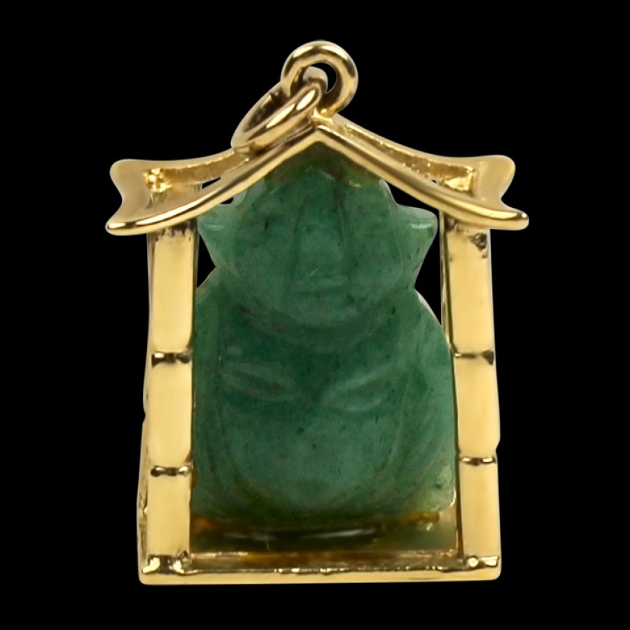 Estate PAGE Estate | Estate 14K Yellow Gold Jade Buddha Pendant