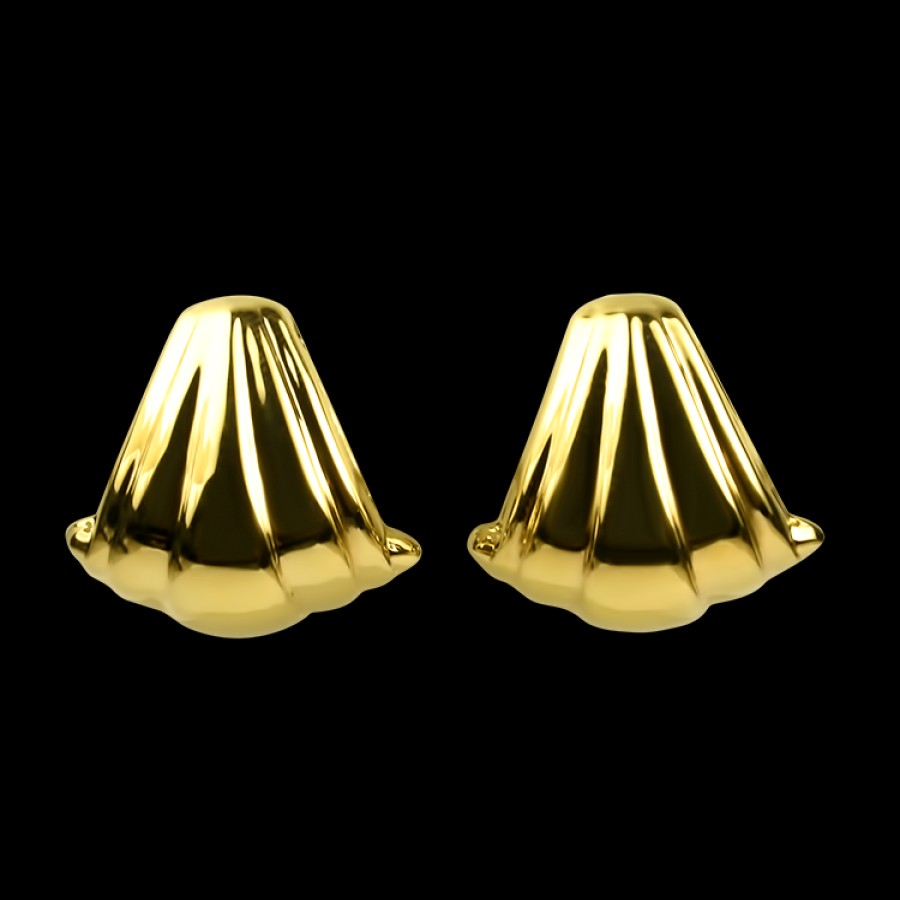 Estate PAGE Estate | Estate 14K Yellow Gold Shell Design Earrings