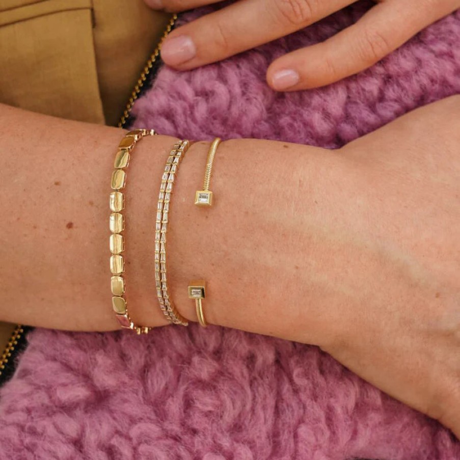 Jewelry Dana Rebecca Designs Tennis + Line Bracelets | Dana Rebecca Designs Sadie Pearl Gold Bar Bracelet - Yellow Gold