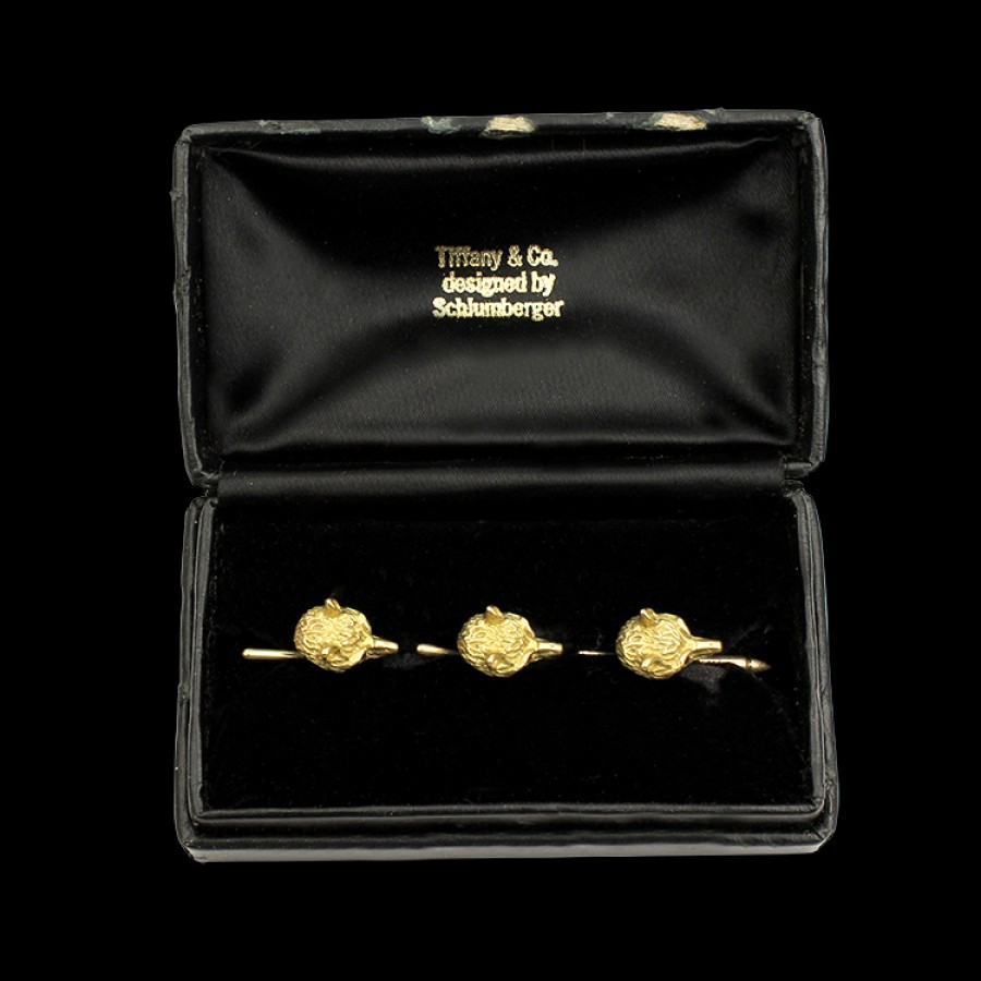 Estate Estate Tiffany & Co. | Tiffany & Co. Estate 18K Yellow Gold Ruby Fox Tuxedo Buttons