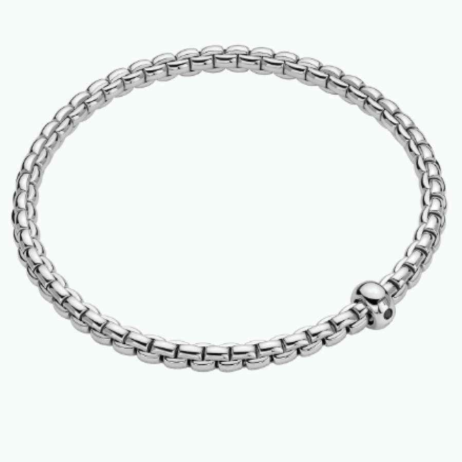 Jewelry Fope Bangle Bracelets | Fope Eka Flex'It 18K White Gold Black Diamond Bracelet