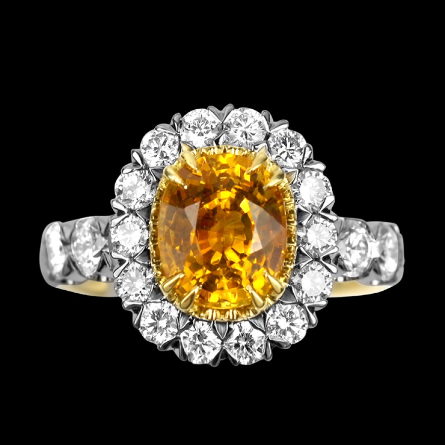 Jewelry Christopher Designs Cocktail Rings | Christopher Designs 18K Yellow And White Gold Yellow Sapphire And Diam