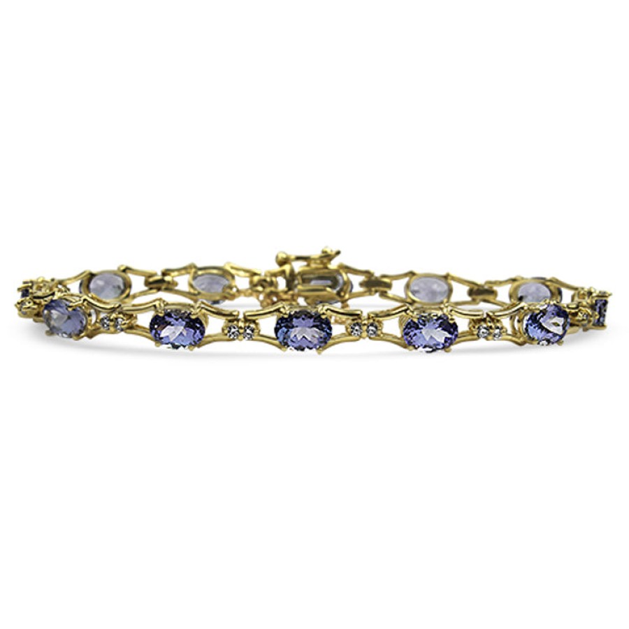 Estate PAGE Estate | Estate 14K Yellow Gold Tanzanite And Diamond Bracelet