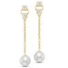 Jewelry Mastoloni Diamond Earrings | Mastoloni 14K Yellow Gold Pearl & Diamond Chain Drop Earrings