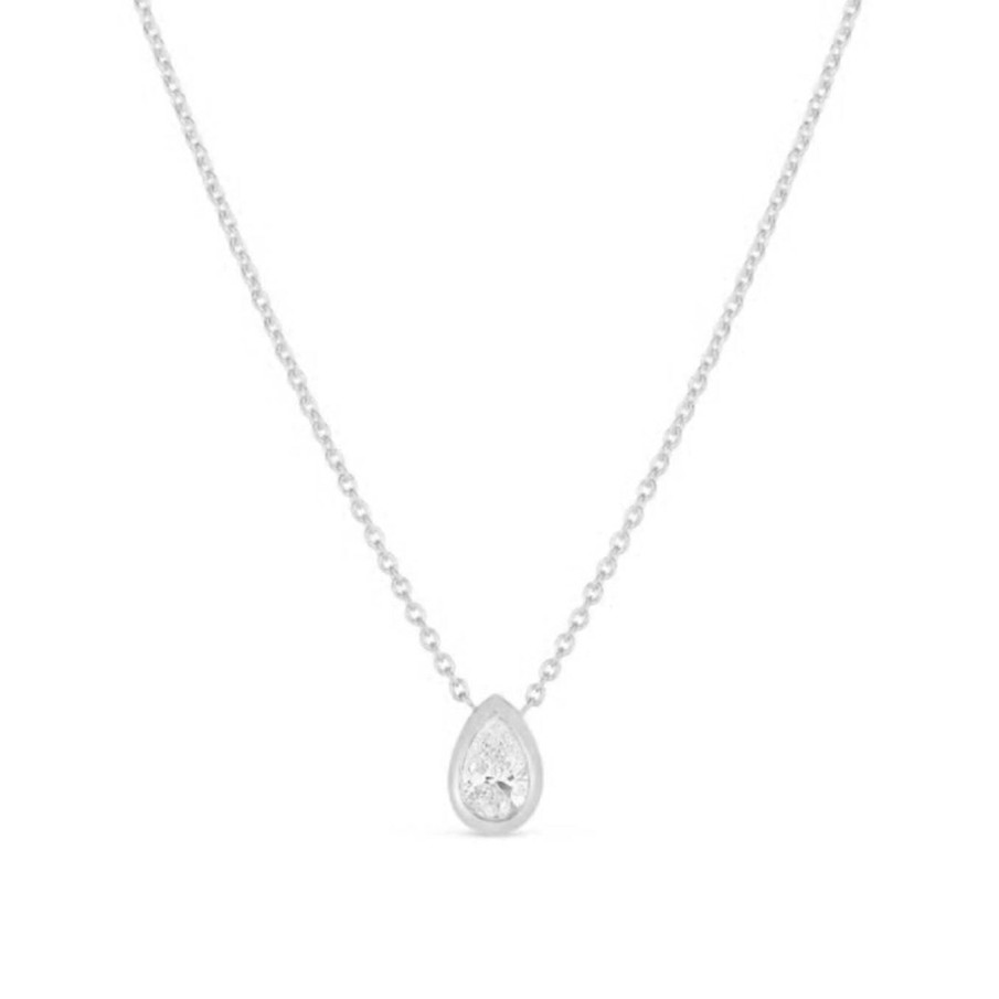 Jewelry Roberto Coin Diamond Necklaces & Pendants | Roberto Coin 18K White Gold Pear Diamond Necklace