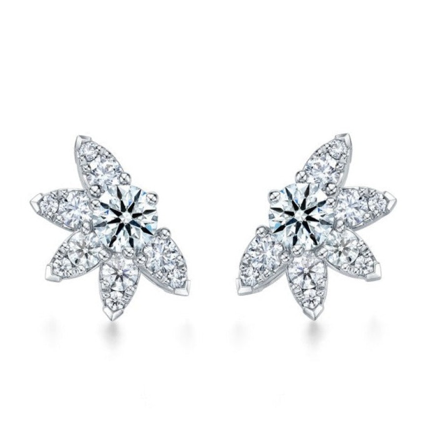 Jewelry Hearts on Fire Diamond Earrings | Hearts On Fire 18K White Gold Aerial Sunburst Diamond Earrings