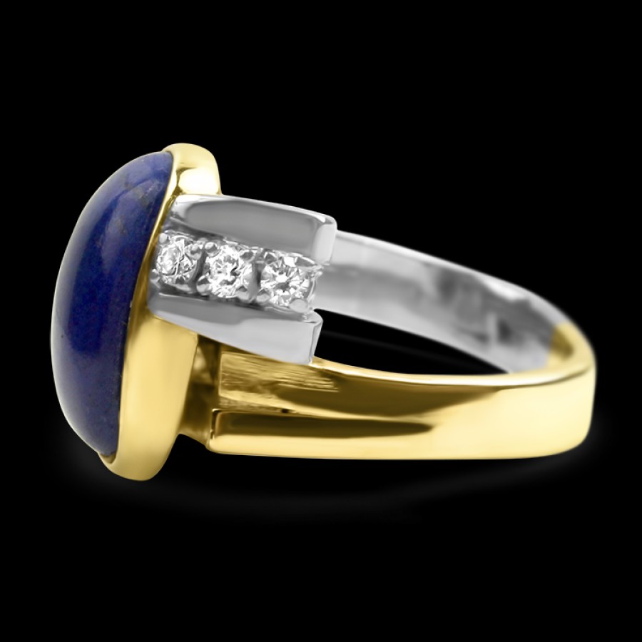 Estate PAGE Estate | Estate 14K Yellow And White Gold Lapis Lazuli And Diamond Ring